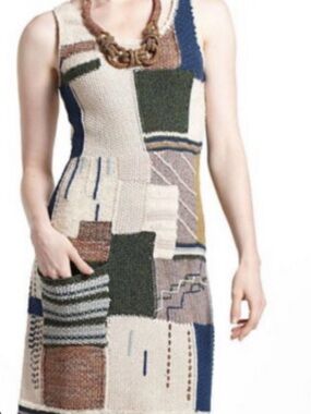 Sleeping on snow AnthropologiePatchwork Knit Sleeveless Midi Dress - Multi-Color